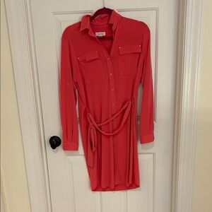 Calvin Klein Women's Coral Long Sleeve Dress